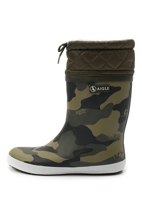 Детские резиновые сапоги AIGLE хаки цвета по цене 4995 руб., арт. 250864/GIB0ULEE PRINT | Фото 2 Детские резиновые сапоги AIGLE хаки цвета, арт. 250864/GIB0ULEE PRINT | Фото 2
