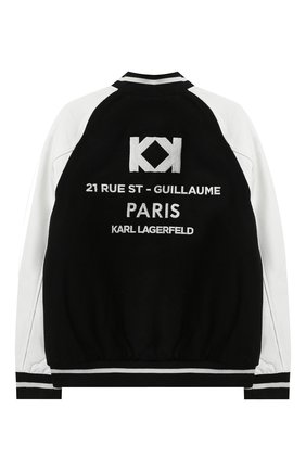 Детского бомбер KARL LAGERFELD KIDS белого цвета по цене 32800 руб., арт. Z26068 | Фото 2 Детского бомбер KARL LAGERFELD KIDS белого цвета, арт. Z26068 | Фото 2