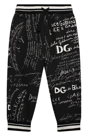 Детские хлопковые джоггеры DOLCE & GABBANA черно-белого цвета по цене 21150 руб., арт. L4JPBQ/G7XBS/2-6 | Фото 1 Детские хлопковые джоггеры DOLCE & GABBANA черно-белого цвета, арт. L4JPBQ/G7XBS/2-6 | Фото 1