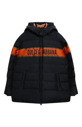Детский пуховая куртка DOLCE & GABBANA темно-синего цвета по цене 64350 руб., арт. L4JB1P/G7WWL/8-14 | Фото 1 Детский пуховая куртка DOLCE & GABBANA темно-синего цвета, арт. L4JB1P/G7WWL/8-14 | Фото 1