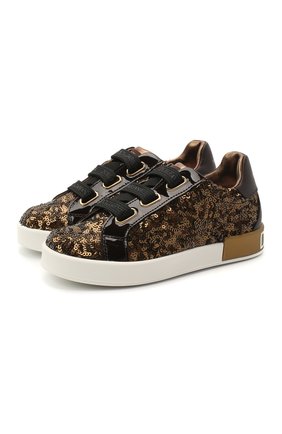 Детские кеды DOLCE & GABBANA коричневого цвета по цене 28300 руб., арт. D10876/AW953/24-28 | Фото 1 Детские кеды DOLCE & GABBANA коричневого цвета, арт. D10876/AW953/24-28 | Фото 1