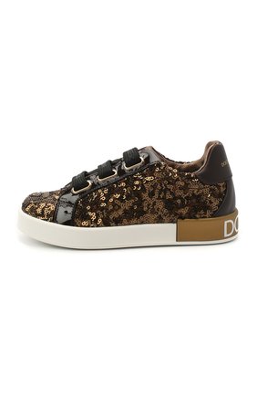 Детские кеды DOLCE & GABBANA коричневого цвета по цене 28300 руб., арт. D10876/AW953/24-28 | Фото 2 Детские кеды DOLCE & GABBANA коричневого цвета, арт. D10876/AW953/24-28 | Фото 2