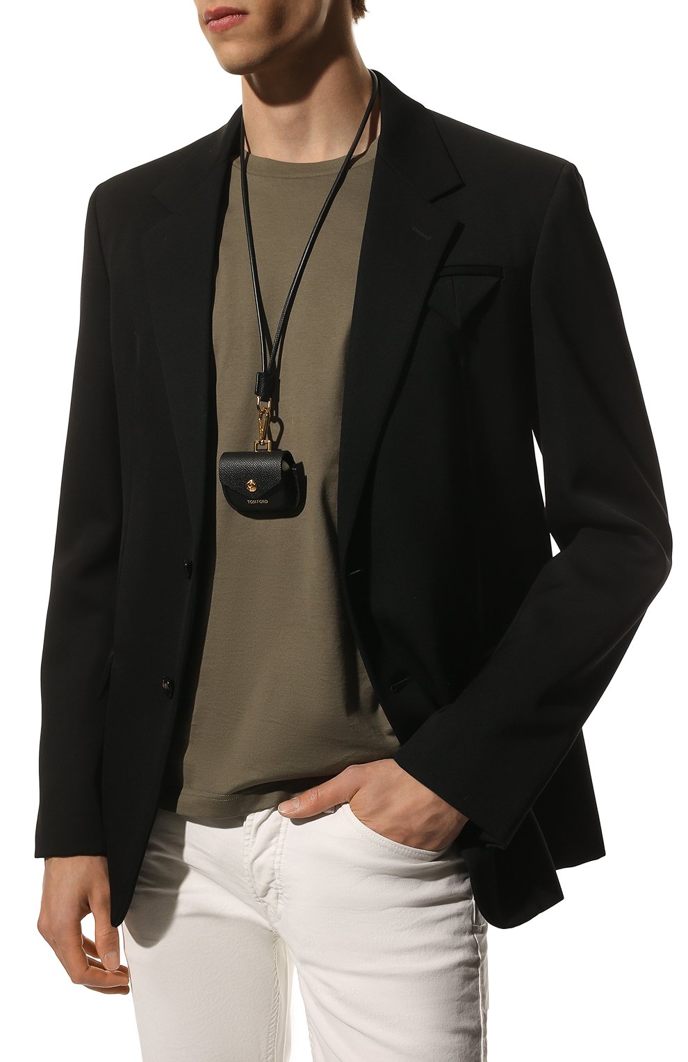 Кожаный чехол для airpods pro TOM FORD черного цвета, арт. Y0304T-LCL081 | Фото 2 (Материал: Натуральная кожа; Женское Кросс-КТ: Кожа AirPods)