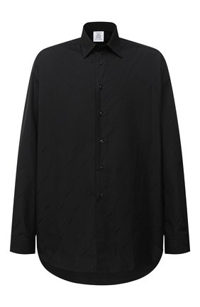 Мужская хлопковая рубашка VETEMENTS черного цвета по цене 57550 руб., арт. UAH21SH143 1006/M | Фото 1 Мужская хлопковая рубашка VETEMENTS черного цвета, арт. UAH21SH143 1006/M | Фото 1 (Материал внешний: Хлопок; Рукава: Длинные; Случай: Повседневный; Стили: Минимализм; Воротник: Кент; Манжеты: На пуговицах; Мужское Кросс-КТ: Рубашка-одежда; Принт: Однотонные; Длина (для топов): Удлиненные)