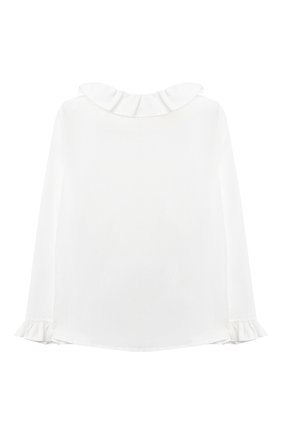 Детское хлопковая блузка IL GUFO белого цвета, арт. A20CL169C0048/5A-8A | Фото 2 (Рукава: Длинные; Материал внешний: Хлопок; Ростовка одежда: 4 года | 104 см, 5 лет | 110 см, 7 лет | 122 см)