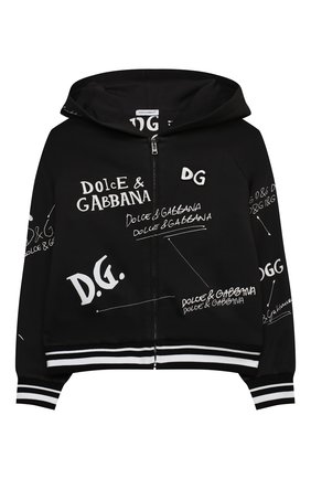Детский хлопковая толстовка DOLCE & GABBANA черно-белого цвета по цене 47850 руб., арт. L5JW2R/G7XBP/2-6 | Фото 1 Детский хлопковая толстовка DOLCE & GABBANA черно-белого цвета, арт. L5JW2R/G7XBP/2-6 | Фото 1 (Материал внешний: Хлопок; Рукава: Длинные; Девочки Кросс-КТ: Толстовка-одежда; Девочки-школьная форма: Кардиганы; Региональные ограничения белый список (Axapta Mercury): RU; Ростовка одежда: 2 года | 92 см, 3 года | 98 см, 4 года | 104 см, 5 лет | 110 см, 6 лет | 116 см)