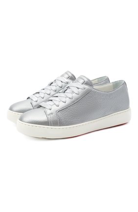Женские кожаные кеды SANTONI серебряного цвета по цене 34300 руб., арт. WBCE60442BARGFNAD50 | Фото 1 Женские кожаные кеды SANTONI серебряного цвета, арт. WBCE60442BARGFNAD50 | Фото 1