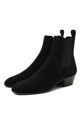 Мужские замшевые казаки SAINT LAURENT черного цвета по цене 78100 руб., арт. 632390/0LI00 | Фото 1 Мужские замшевые казаки SAINT LAURENT черного цвета, арт. 632390/0LI00 | Фото 1 (Материал внутренний: Натуральная кожа; Подошва: Плоская; Мужское Кросс-КТ: Казаки-обувь, Сапоги-обувь; Материал внешний: Замша)
