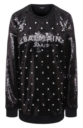 Женский свитшот с пайетками BALMAIN черного цвета по цене 1350000 тенге, арт. UF13691/P001 | Фото 1 Женский свитшот с пайетками BALMAIN черного цвета, арт. UF13691/P001 | Фото 1 (Материал внешний: Синтетический материал; Материал подклада: Шелк; Рукава: Длинные; Женское Кросс-КТ: Свитшот-одежда; Длина (для топов): Удлиненные; Стили: Гламурный)