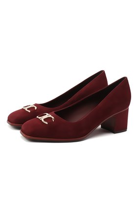 Женская замшевые туфли gancini SALVATORE FERRAGAMO бордового цвета по цене 49300 руб., арт. Z-07329551C | Фото 1 Женская замшевые туфли gancini SALVATORE FERRAGAMO бордового цвета, арт. Z-07329551C | Фото 1