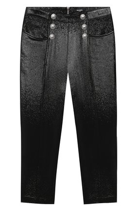 Детские шерстяные брюки BALMAIN черного цвета по цене 47950 руб., арт. 6N6110/NB220/4-10 | Фото 1 Детские шерстяные брюки BALMAIN черного цвета, арт. 6N6110/NB220/4-10 | Фото 1
