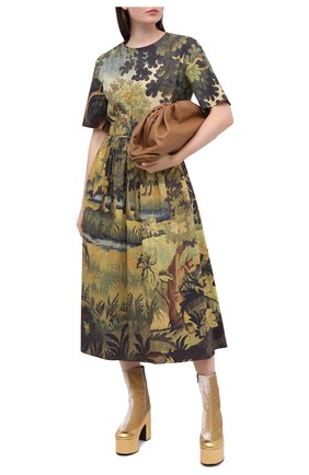 Женское хлопковое платье OSCAR DE LA RENTA зеленого цвета по цене 172000 руб., арт. 20PN204LDP | Фото 2 Женское хлопковое платье OSCAR DE LA RENTA зеленого цвета, арт. 20PN204LDP | Фото 2