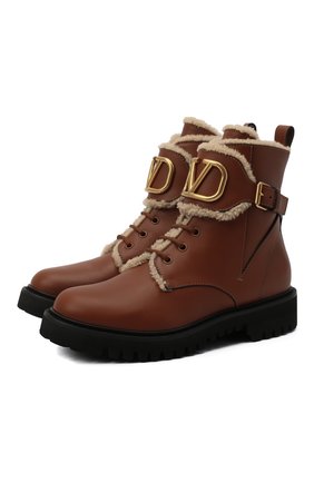 Женские кожаные ботинки vlogo VALENTINO коричневого цвета по цене 105500 руб., арт. UW0S0Q03/JVA | Фото 1 Женские кожаные ботинки vlogo VALENTINO коричневого цвета, арт. UW0S0Q03/JVA | Фото 1