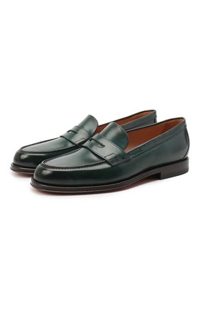 Женские кожаные лоферы SANTONI темно-зеленого цвета по цене 49950 руб., арт. WUQU58984BA1NLESV95 | Фото 1 Женские кожаные лоферы SANTONI темно-зеленого цвета, арт. WUQU58984BA1NLESV95 | Фото 1