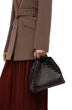 Женская сумка raisin ELLEME темно-коричневого цвета по цене 47450 руб., арт. RAISIN/CR0C0 PRINT LEATHER | Фото 2 Женская сумка raisin ELLEME темно-коричневого цвета, арт. RAISIN/CR0C0 PRINT LEATHER | Фото 2