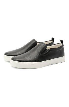 Мужские кожаные слипоны GUCCI черного цвета по цене 45100 руб., арт. 407364/1XK20 | Фото 1 Мужские кожаные слипоны GUCCI черного цвета, арт. 407364/1XK20 | Фото 1