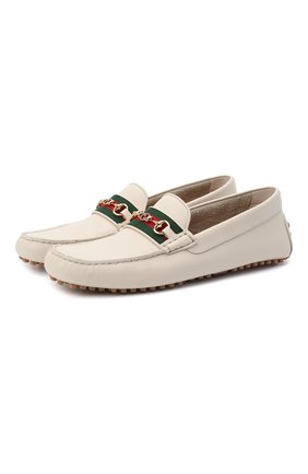 Мужские кожаные мокасины web GUCCI белого цвета по цене 50200 руб., арт. 624698/1XH10 | Фото 1 Мужские кожаные мокасины web GUCCI белого цвета, арт. 624698/1XH10 | Фото 1