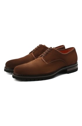 Мужской замшевые дерби SANTONI коричневого цвета по цене 99250 руб., арт. MCAZ17369MI8IRVLM62 | Фото 1 Мужской замшевые дерби SANTONI коричневого цвета, арт. MCAZ17369MI8IRVLM62 | Фото 1