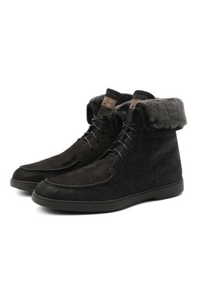 Мужские замшевые ботинки SANTONI черного цвета по цене 59950 руб., арт. MGYA13601SM0ACWIN01 | Фото 1 Мужские замшевые ботинки SANTONI черного цвета, арт. MGYA13601SM0ACWIN01 | Фото 1