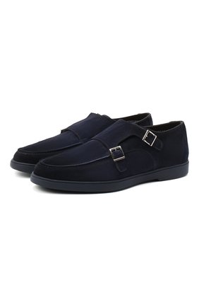 Мужские замшевые монки SANTONI темно-синего цвета по цене 51200 руб., арт. MGYA16166ABIAPMSU60 | Фото 1 Мужские замшевые монки SANTONI темно-синего цвета, арт. MGYA16166ABIAPMSU60 | Фото 1