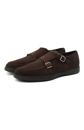 Мужские замшевые монки SANTONI коричневого цвета по цене 51200 руб., арт. MGYA16166SM0APMST55 | Фото 1 Мужские замшевые монки SANTONI коричневого цвета, арт. MGYA16166SM0APMST55 | Фото 1