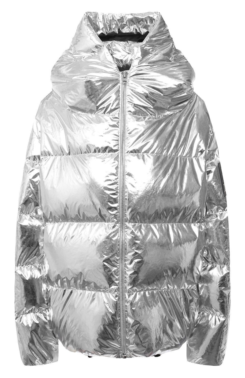 Женская пуховая куртка BACON серебряного цвета, арт. NEW CL0UD METAL | Фото 1 (Кросс-КТ: Куртка, Пуховик; Рукава: Длинные; Женское Кросс-КТ: Пуховик-куртка; Материал внешний: Синтетический материал; Материал подклада: Синтетический материал; Длина (верхняя одежда): Короткие; Материал утеплителя: Пух и перо)