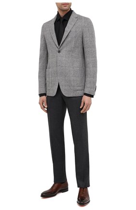 Мужская сорочка из хлопка и шелка ERMENEGILDO ZEGNA черного цвета по цене 49650 руб., арт. 801953/9MCZRM | Фото 2 Мужская сорочка из хлопка и шелка ERMENEGILDO ZEGNA черного цвета, арт. 801953/9MCZRM | Фото 2 (Длина (для топов): Стандартные; Рукава: Длинные; Материал внешний: Хлопок; Случай: Формальный; Стили: Классический; Рубашки М: Regular Fit, Под запонки; Воротник: Кент; Манжеты: Под запонки; Мужское Кросс-КТ: Сорочка-одежда; Принт: Однотонные)