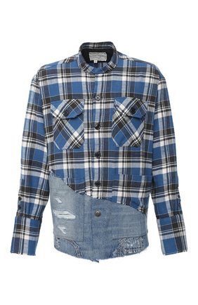 Мужская комбинированная рубашка GREG LAUREN синего цвета по цене 95250 руб., арт. GLFW20-AM031 | Фото 1 Мужская комбинированная рубашка GREG LAUREN синего цвета, арт. GLFW20-AM031 | Фото 1