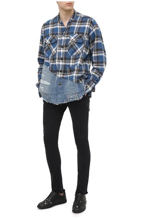 Мужская комбинированная рубашка GREG LAUREN синего цвета по цене 95250 руб., арт. GLFW20-AM031 | Фото 2 Мужская комбинированная рубашка GREG LAUREN синего цвета, арт. GLFW20-AM031 | Фото 2