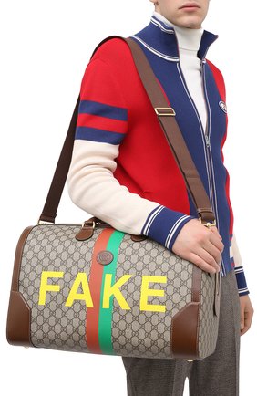 Мужская дорожная сумка «fake/not» GUCCI коричневого цвета по цене 240500 руб., арт. 547953/2GCBG | Фото 5 Мужская дорожная сумка «fake/not» GUCCI коричневого цвета, арт. 547953/2GCBG | Фото 5 (Региональные ограничения белый список (Axapta Mercury): RU; Ремень/цепочка: На ремешке; Материал: Текстиль, Экокожа; Размер: large)