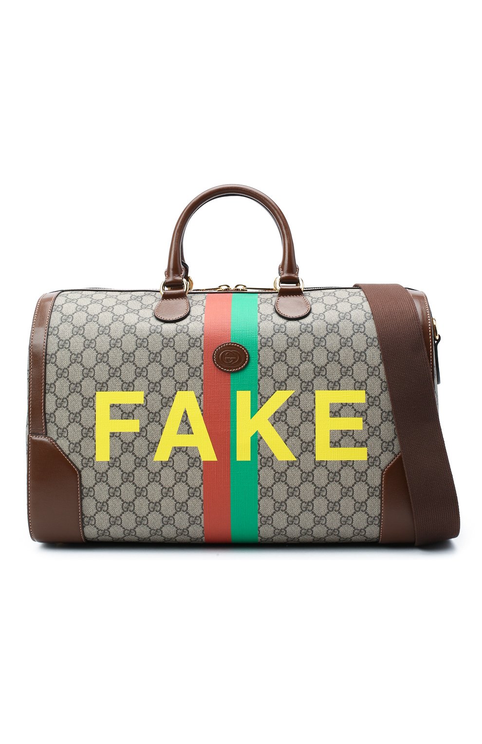 Мужская дорожная сумка «fake/not» GUCCI коричневого цвета по цене 240500 руб., арт. 547953/2GCBG | Фото 6 Мужская дорожная сумка «fake/not» GUCCI коричневого цвета, арт. 547953/2GCBG | Фото 6 (Региональные ограничения белый список (Axapta Mercury): RU; Ремень/цепочка: На ремешке; Материал: Текстиль, Экокожа; Размер: large)