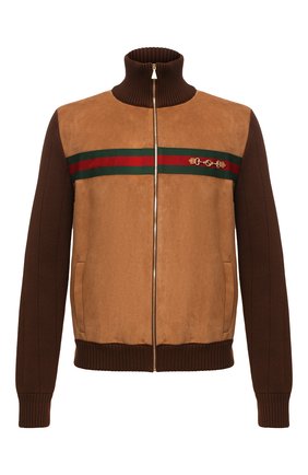 Мужской комбинированный кардиган GUCCI коричневого цвета по цене 196200 руб., арт. 626265/XKBFK | Фото 1 Мужской комбинированный кардиган GUCCI коричневого цвета, арт. 626265/XKBFK | Фото 1