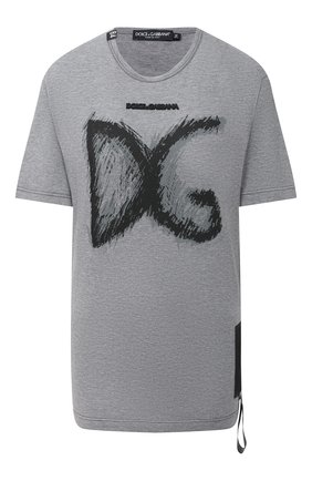Женская хлопковая футболка DOLCE & GABBANA серого цвета по цене 44850 руб., арт. F8M31Z/G7XEL | Фото 1 Женская хлопковая футболка DOLCE & GABBANA серого цвета, арт. F8M31Z/G7XEL | Фото 1