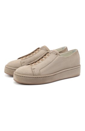 Женские кожаные кеды SANTONI бежевого цвета по цене 43150 руб., арт. WBCL60688MIAGBVEE55 | Фото 1 Женские кожаные кеды SANTONI бежевого цвета, арт. WBCL60688MIAGBVEE55 | Фото 1