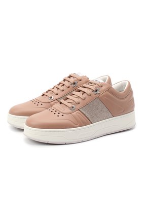 Женские кожаные кеды hawaii JIMMY CHOO розового цвета по цене 41200 руб., арт. HAWAII/F/FAF | Фото 1 Женские кожаные кеды hawaii JIMMY CHOO розового цвета, арт. HAWAII/F/FAF | Фото 1