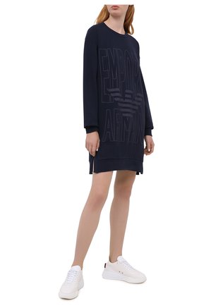 Женская хлопковое платье EMPORIO ARMANI темно-синего цвета по цене 15050 руб., арт. 164395/0A265 | Фото 2 Женская хлопковое платье EMPORIO ARMANI темно-синего цвета, арт. 164395/0A265 | Фото 2