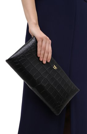 Женский клатч из кожи аллигатора TOM FORD черного цвета по цене 899500 руб., арт. L1373T-EAL001 | Фото 2 Женский клатч из кожи аллигатора TOM FORD черного цвета, арт. L1373T-EAL001 | Фото 2