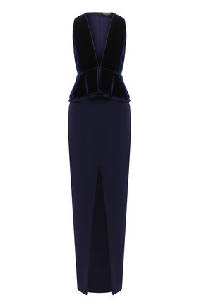 Женское платье TOM FORD темно-синего цвета по цене 381500 руб., арт. AB2883-FAX103 | Фото 1 Женское платье TOM FORD темно-синего цвета, арт. AB2883-FAX103 | Фото 1 (Материал подклада: Шелк; Женское Кросс-КТ: Платье-одежда; Рукава: Без рукавов)