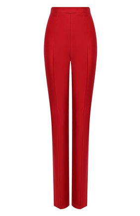 Женские шелковые брюки ALEXANDER MCQUEEN красного цвета, арт. 641310/QBAAW | Фото 1 (Длина (брюки, джинсы): Удлиненные; Материал внешний: Шелк; Силуэт Ж (брюки и джинсы): Прямые; Женское Кросс-КТ: Брюки-одежда)