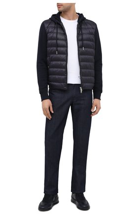 Мужской комбинированная толстовка MONCLER темно-синего цвета по цене 81500 руб., арт. F2-091-8G511-00-80985 | Фото 2 Мужской комбинированная толстовка MONCLER темно-синего цвета, арт. F2-091-8G511-00-80985 | Фото 2