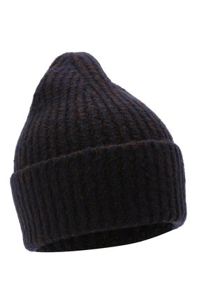 Женская шапка из шерсти и кашемира ACNE STUDIOS темно-синего цвета по цене 14750 руб., арт. C40106/W | Фото 1 Женская шапка из шерсти и кашемира ACNE STUDIOS темно-синего цвета, арт. C40106/W | Фото 1