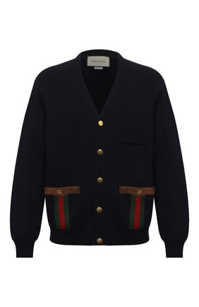 Мужская кардиган GUCCI темно-синего цвета по цене 122600 руб., арт. 626349/XKBFJ | Фото 1 Мужская кардиган GUCCI темно-синего цвета, арт. 626349/XKBFJ | Фото 1