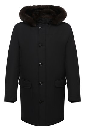 Мужская куртка с меховой подкладкой KITON черного цвета, арт. UW0814BV03T58 | Фото 1 (Материал внешний: Шерсть; Длина (верхняя одежда): До середины бедра; Стили: Кэжуэл; Материал утеплителя: Натуральный мех; Рукава: Длинные; Кросс-КТ: Куртка; Мужское Кросс-КТ: утепленные куртки; Региональные ограничения белый список (Axapta Mercury): RU)