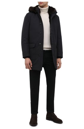 Мужская куртка с меховой подкладкой KITON черного цвета, арт. UW0814BV03T58 | Фото 2 (Материал внешний: Шерсть; Длина (верхняя одежда): До середины бедра; Стили: Кэжуэл; Материал утеплителя: Натуральный мех; Рукава: Длинные; Кросс-КТ: Куртка; Мужское Кросс-КТ: утепленные куртки; Региональные ограничения белый список (Axapta Mercury): RU)
