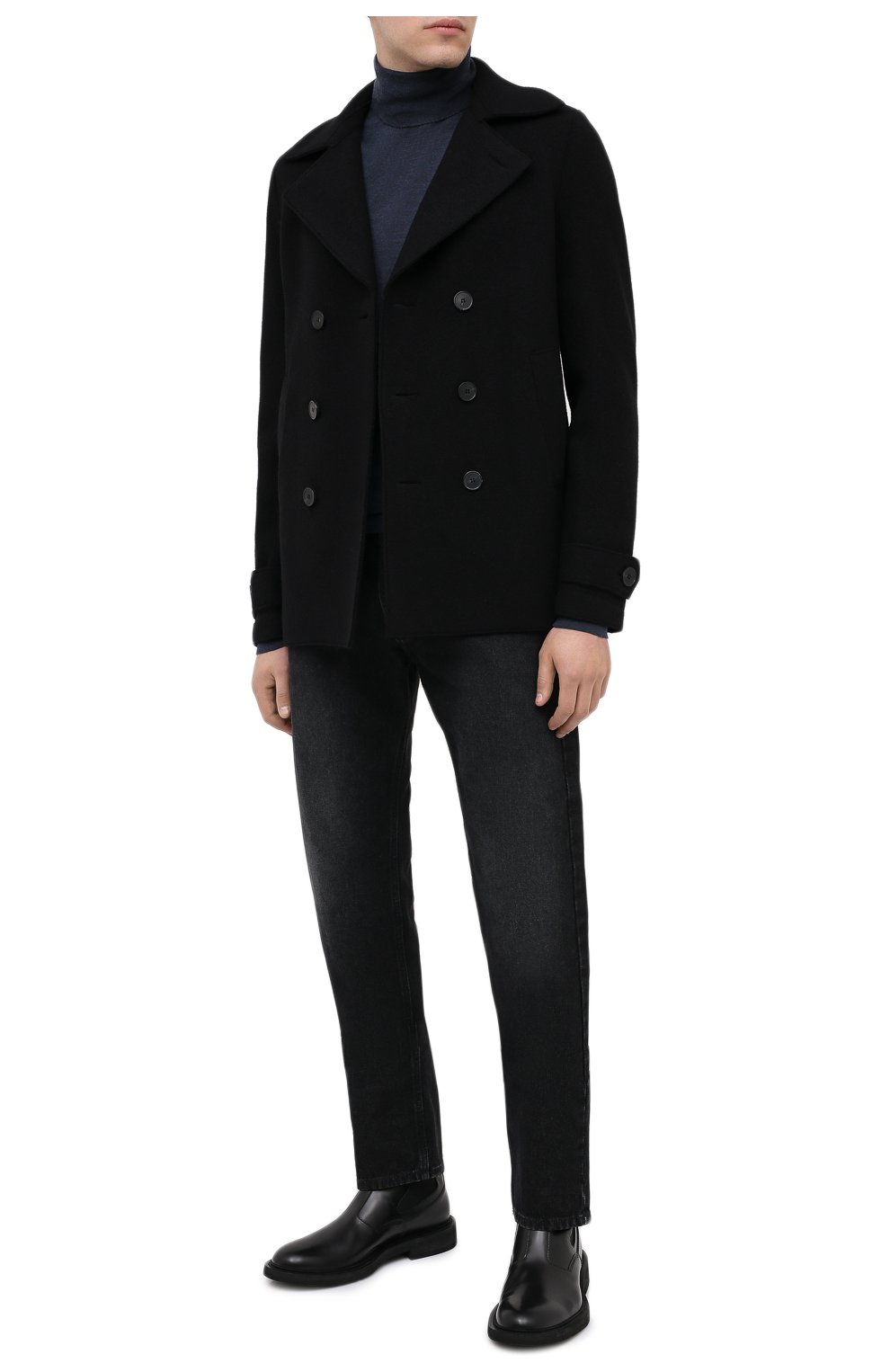 Мужской шерстяной бушлат HARRIS WHARF LONDON черного цвета, арт. C9214MLC | Фото 2 (Материал внешний: Шерсть; Рукава: Длинные; Стили: Классический; Мужское Кросс-КТ: Верхняя одежда, пальто-верхняя одежда; Длина (верхняя одежда): Короткие)