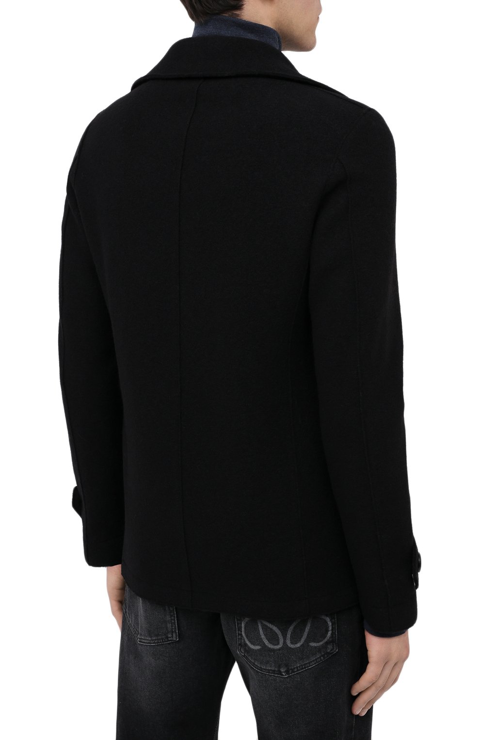 Мужской шерстяной бушлат HARRIS WHARF LONDON черного цвета, арт. C9214MLC | Фото 4 (Материал внешний: Шерсть; Рукава: Длинные; Стили: Классический; Мужское Кросс-КТ: Верхняя одежда, пальто-верхняя одежда; Длина (верхняя одежда): Короткие)