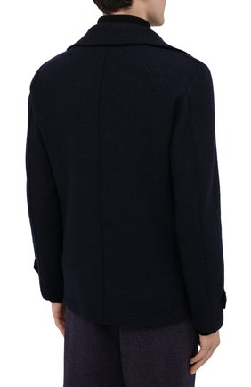 Мужской шерстяной бушлат HARRIS WHARF LONDON темно-синего цвета, арт. C9214MLC | Фото 4 (Материал внешний: Шерсть; Рукава: Длинные; Стили: Классический; Мужское Кросс-КТ: Верхняя одежда, пальто-верхняя одежда; Длина (верхняя одежда): Короткие)