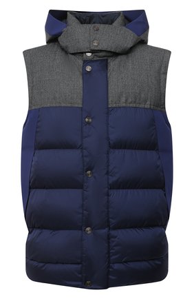 Мужской утепленный жилет Z ZEGNA синего цвета, арт. VV085/ZZ081 | Фото 1 (Материал подклада: Синтетический материал; Стили: Кэжуэл; Длина (верхняя одежда): Короткие; Материал внешний: Синтетический материал; Мужское Кросс-КТ: Верхняя одежда; Кросс-КТ: Куртка)