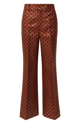 Женские брюки из шерсти и шелка GUCCI коричневого цвета по цене 90000 руб., арт. 627877/ZAD7L | Фото 1 Женские брюки из шерсти и шелка GUCCI коричневого цвета, арт. 627877/ZAD7L | Фото 1