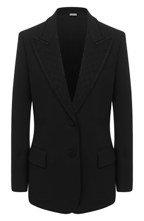 Женский жакет из шелка и шерсти GUCCI черного цвета по цене 362000 руб., арт. 619255/ZAEV5 | Фото 1 Женский жакет из шелка и шерсти GUCCI черного цвета, арт. 619255/ZAEV5 | Фото 1 (Материал внешний: Шерсть, Шелк; Стили: Классический; Случай: Формальный; Длина (для топов): Стандартные; Рукава: Длинные; Материал подклада: Вискоза; 1-2-бортные: Однобортные; Женское Кросс-КТ: Жакет-одежда; Региональные ограничения белый список (Axapta Mercury): RU)